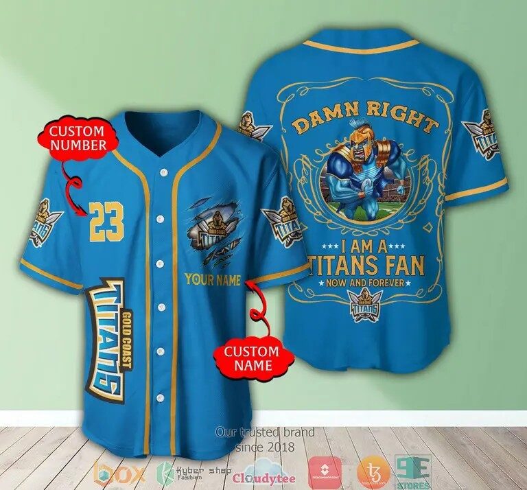 NRL Gold Coast Titans Fan Now And Forever Custom Name Number Baseball Jersey