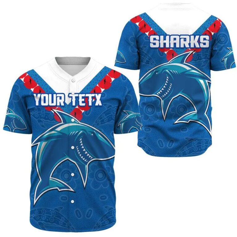 NRL Cronulla-Sutherland Sharks ANZAC Custom Text Baseball Jersey
