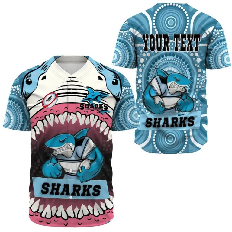 NRL Cronulla-Sutherland Sharks Indigenous Custom Text Baseball Jersey