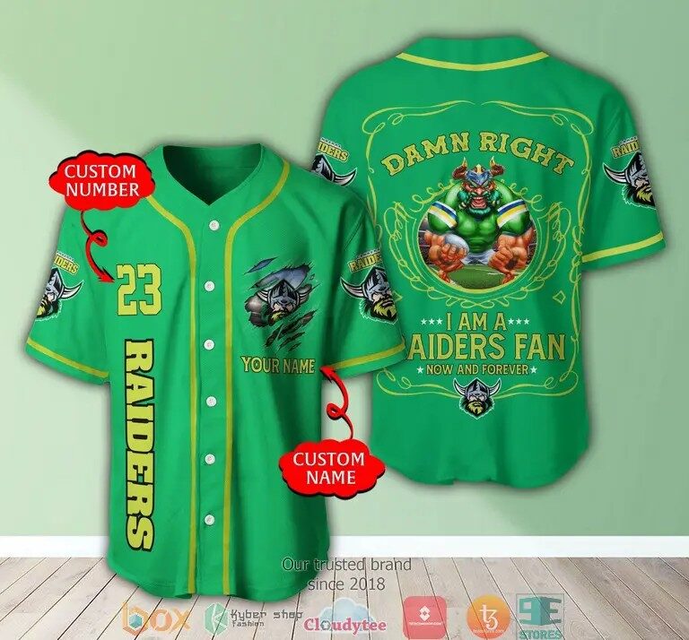 NRL Canberra Raiders Fan Now And Forever Custom Name Number Baseball Jersey