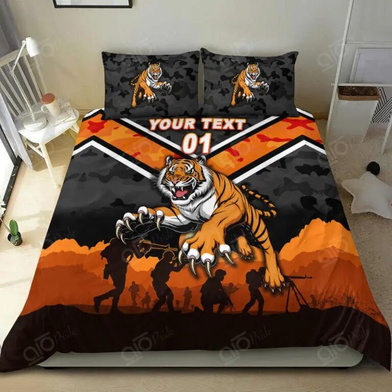 NRL Wests Tigers Custom Name Number ANZAC Day Bedding Duvet Cover + 1|2 Pillow Cases