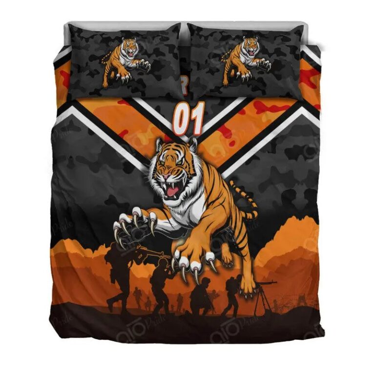 NRL Wests Tigers Custom Name Number ANZAC Day Bedding Duvet Cover + 1|2 Pillow Cases