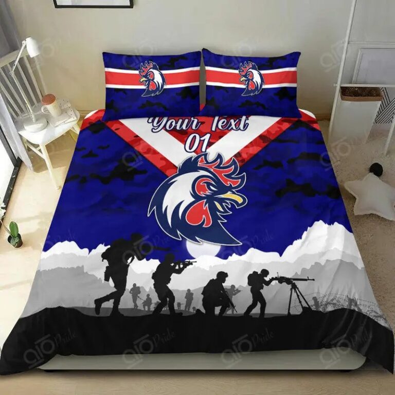 NRL Sydney Roosters Custom Name Number ANZAC Simple Style Bedding Duvet Cover + 1|2 Pillow Cases