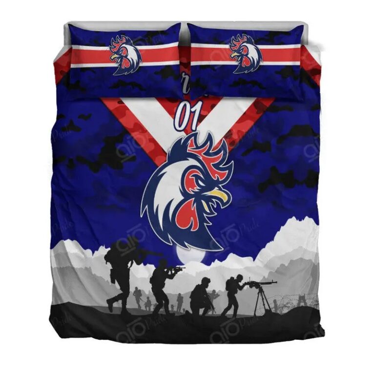 NRL Sydney Roosters Custom Name Number ANZAC Simple Style Bedding Duvet Cover + 1|2 Pillow Cases