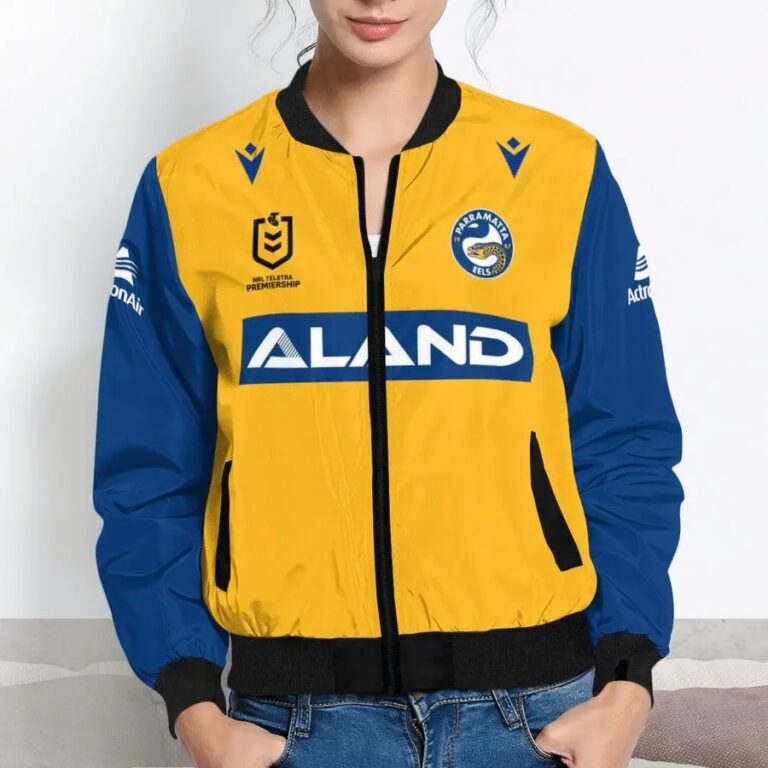 NRL Parramatta Eels Custom Name Number 2021 Away Jersey Bomber Jacket