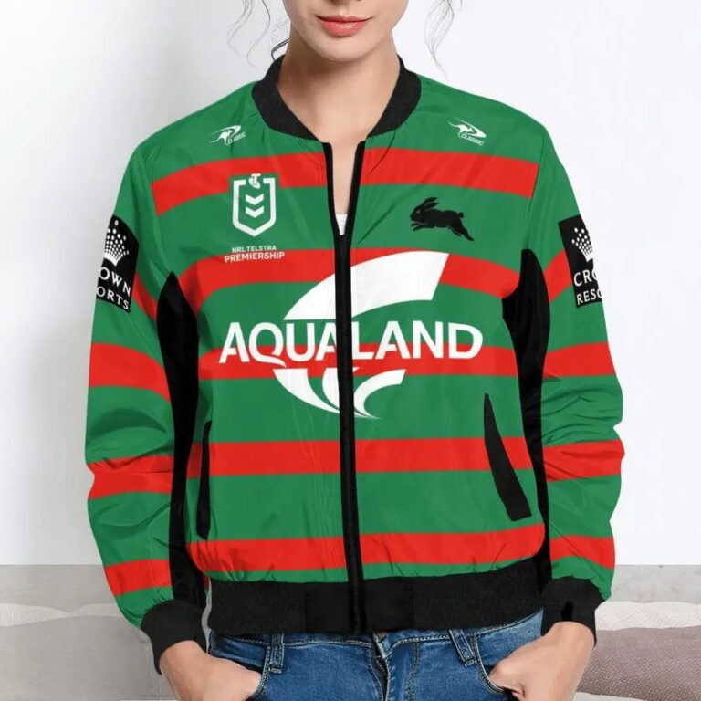 NRL South Sydney Rabbitohs Custom Name Number 2021 Home Jersey Bomber Jacket