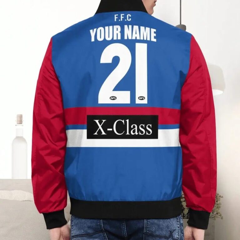 AFL Western Bulldogs Custom Name Number 2021 Home Guernsey Bomber Jacket