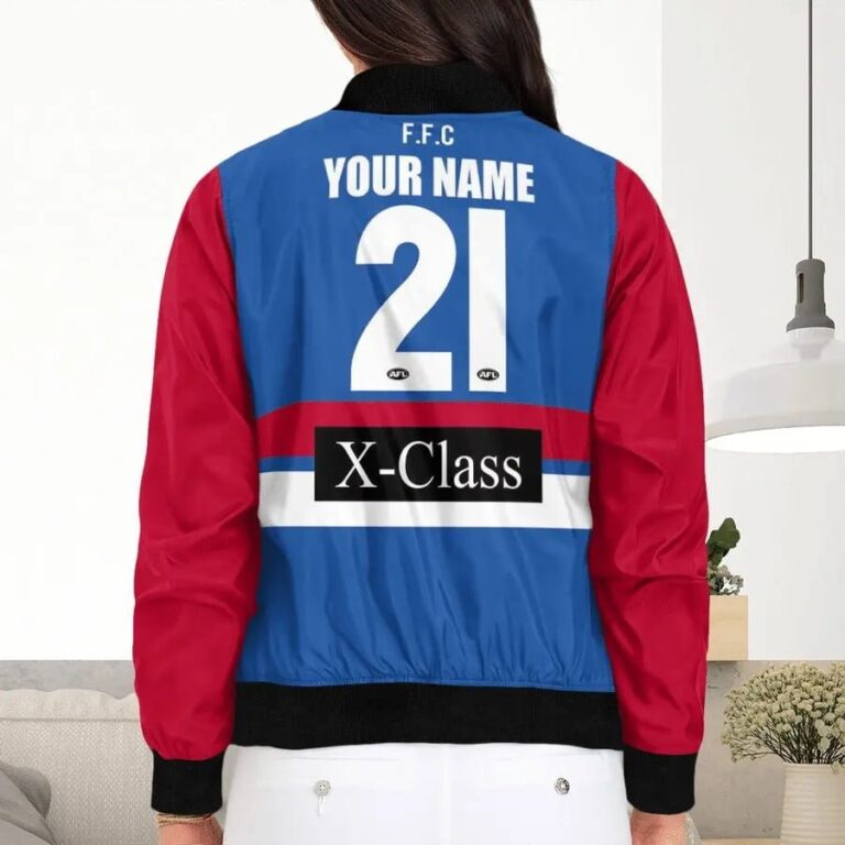AFL Western Bulldogs Custom Name Number 2021 Home Guernsey Bomber Jacket