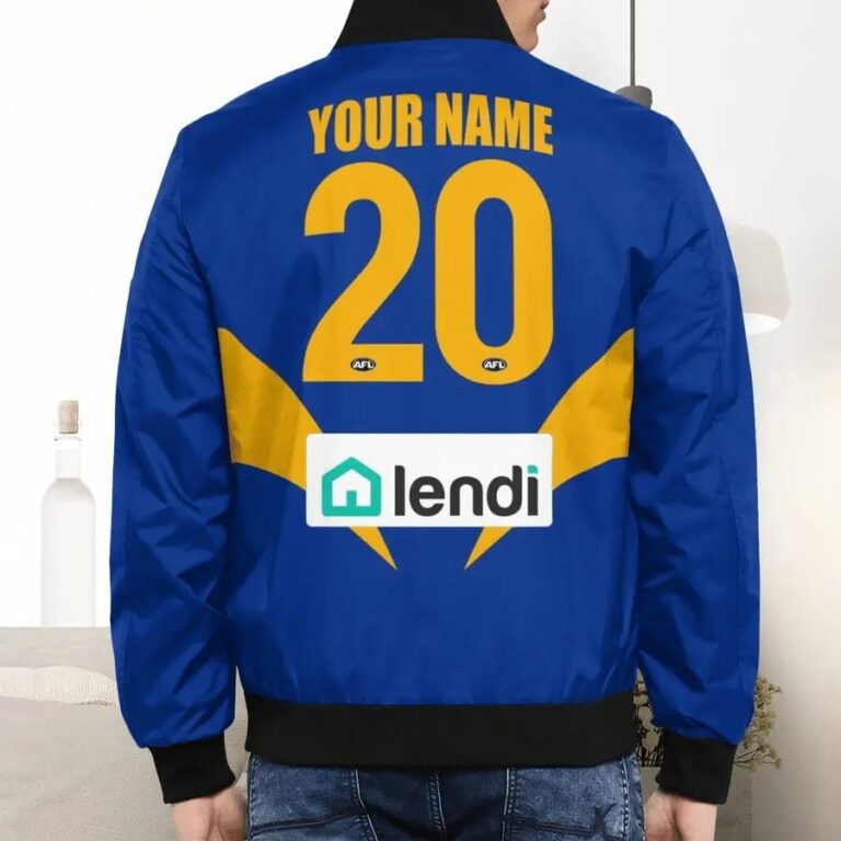 AFL West Coast Eagles Custom Name Number 2021 Home Guernsey Bomber Jacket