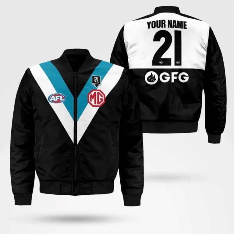 AFL Port Adelaide Power Custom Name Number 2021 Home Guernsey Bomber Jacket