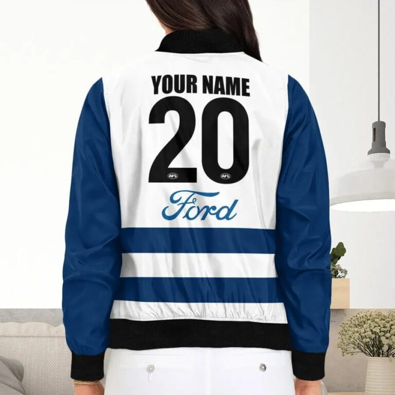 AFL Geelong Cats Custom Name Number 2021 Home Guernsey Bomber Jacket