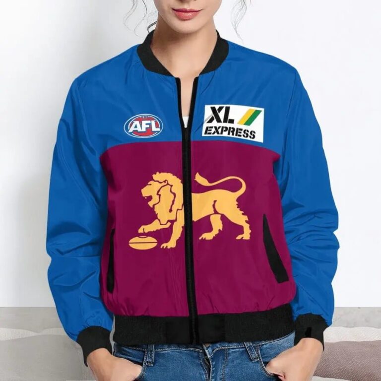 AFL Brisbane Lions Custom Name Number 2021 Home Guernsey Bomber Jacket