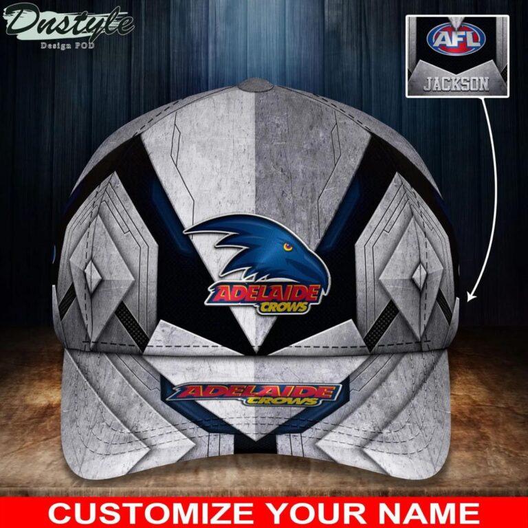 AFL Adelaide Crows Custom Name Grey Black Classic Cap