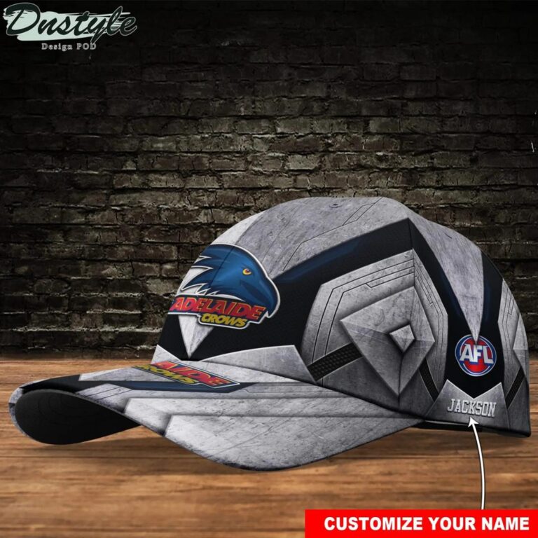 AFL Adelaide Crows Custom Name Grey Black Classic Cap