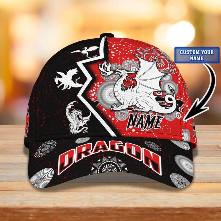 NRL St. George Illawarra Dragons Custom Name Red Black Indigenous Classic Cap