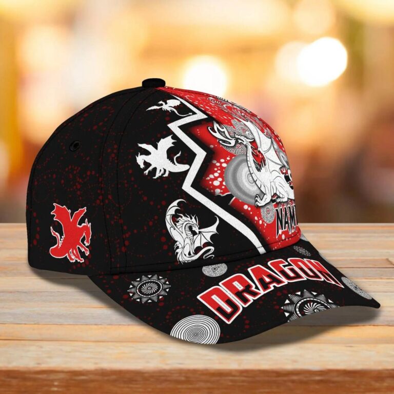 NRL St. George Illawarra Dragons Custom Name Red Black Indigenous Classic Cap