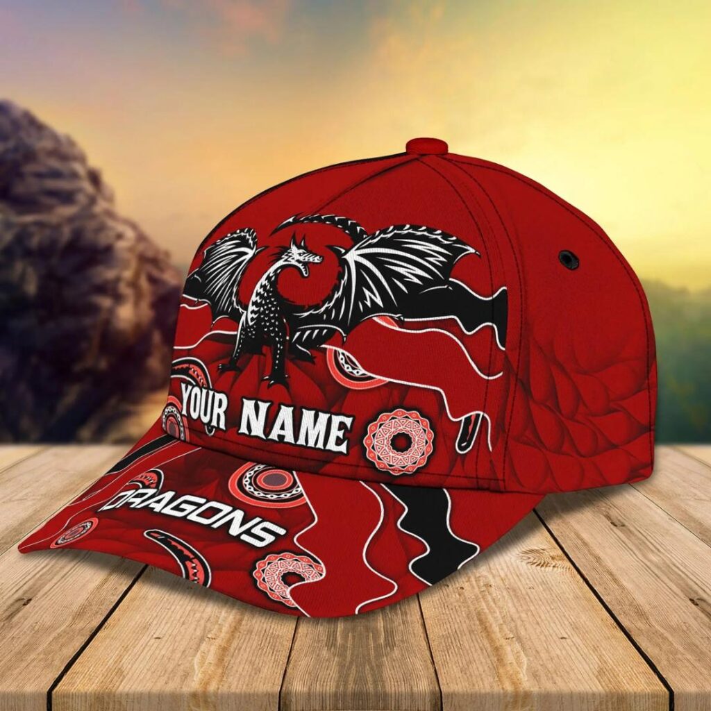 NRL St. George Illawarra Dragons Custom Name Red Indigenous Classic Cap