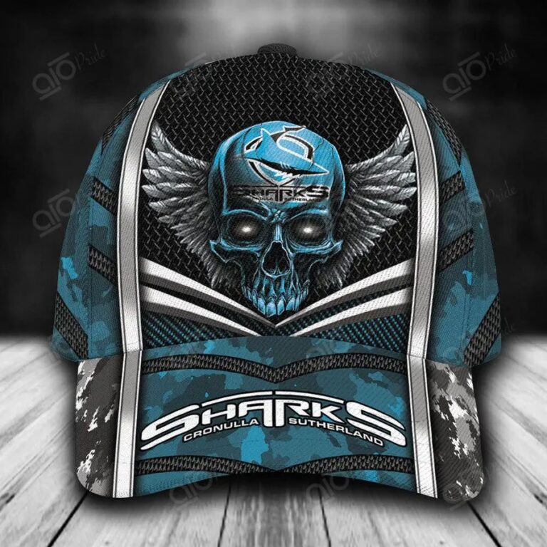 NRL Cronulla-Sutherland Sharks Skull Custom Name Classic Cap