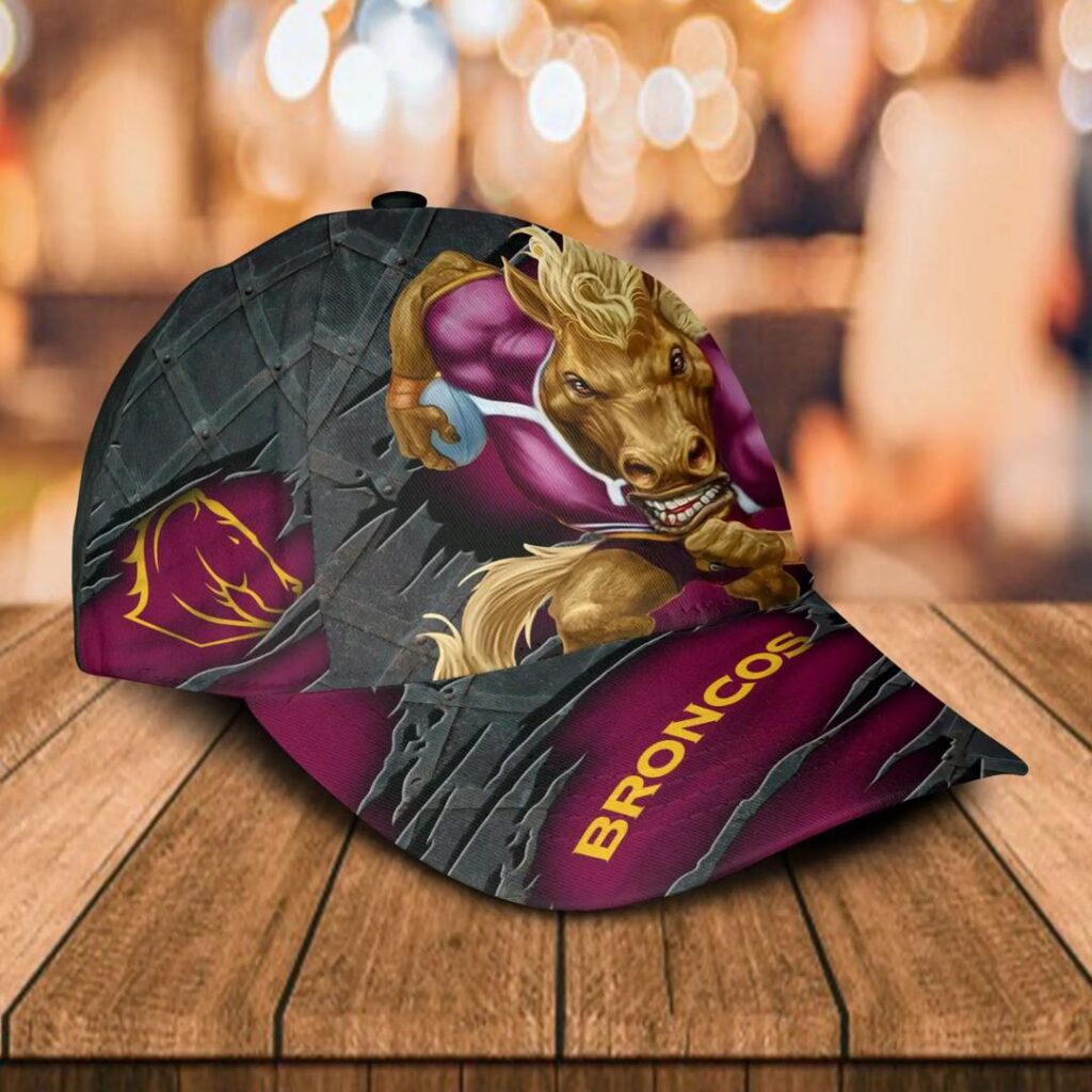 NRL Brisbane Broncos Fan Art Mascot Custom Name Classic Cap