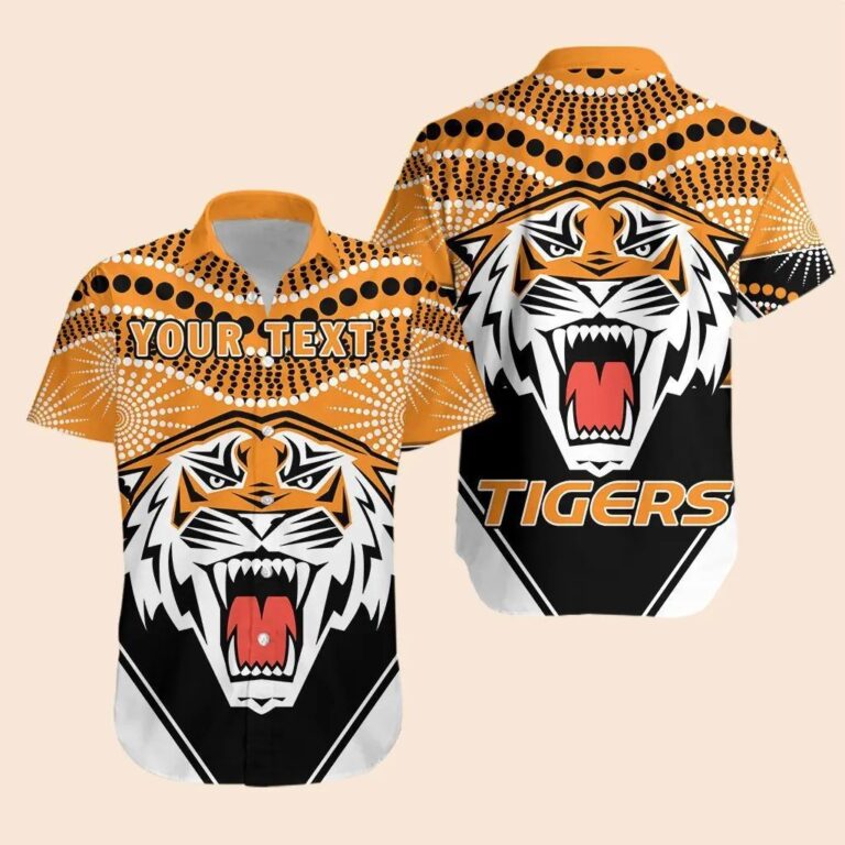 NRL Wests Tigers Custom Text Indigenous Hawaiian Shirt