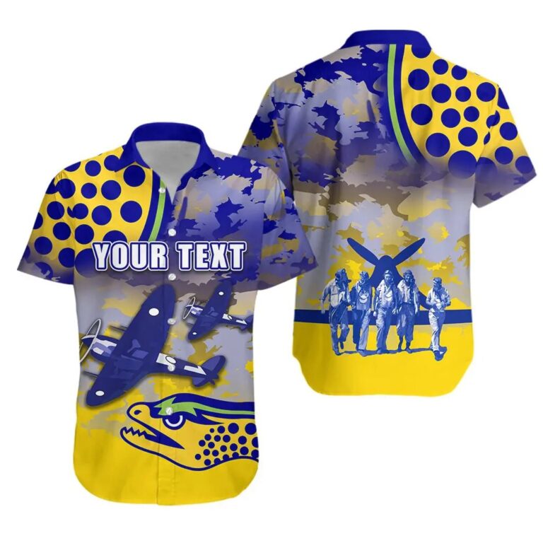 NRL Parramatta Eels Christmas Custom Text Indigenous Soldiers ANZAC Hawaiian Shirt