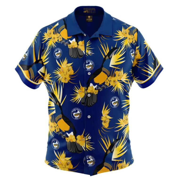 NRL Parramatta Eels Custom Name Number Tropical Hawaiian Shirt