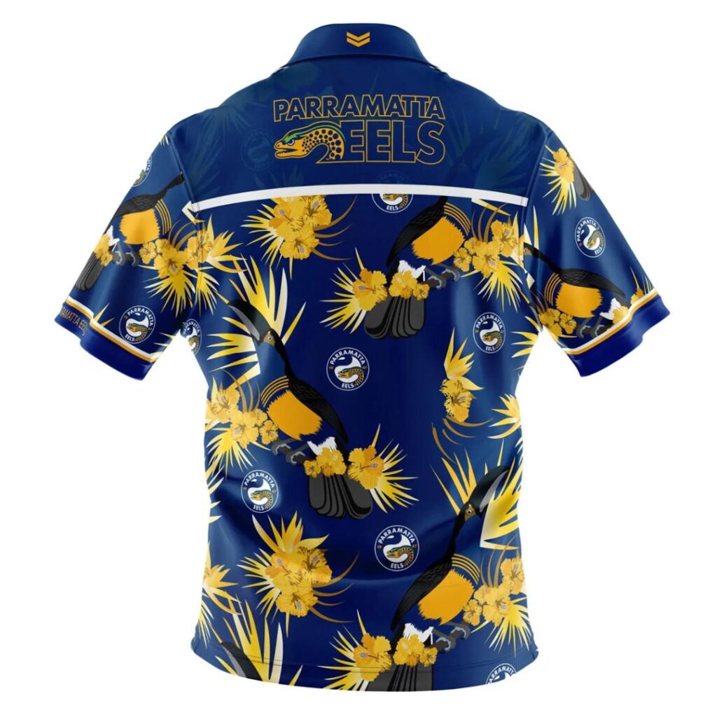 NRL Parramatta Eels Custom Name Number Tropical Hawaiian Shirt