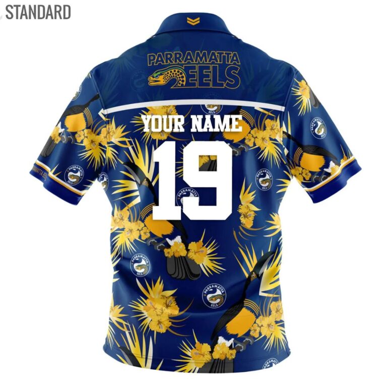 NRL Parramatta Eels Custom Name Number Tropical Hawaiian Shirt