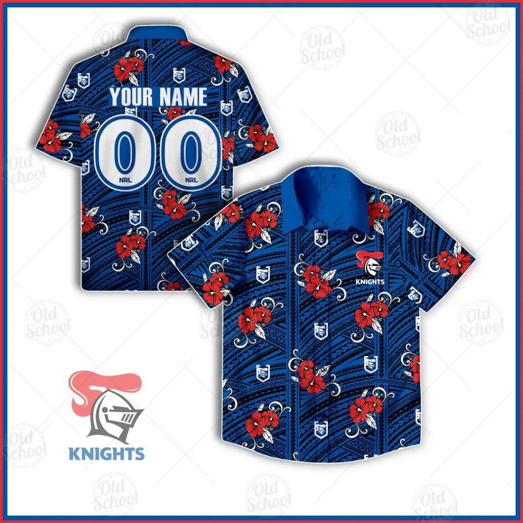NRL Newcastle Knights Custom Name Number 2021 Tribal Hawaiian Shirt