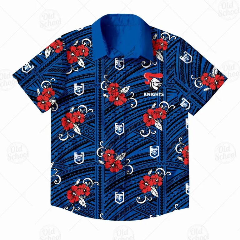 NRL Newcastle Knights Custom Name Number 2021 Tribal Hawaiian Shirt