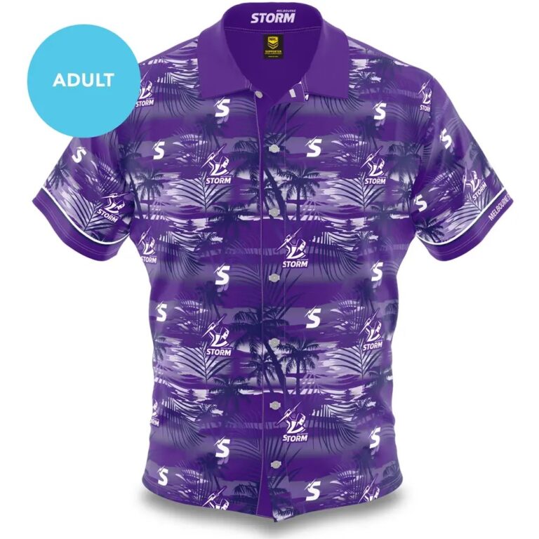 NRL Melbourne Storm Custom Name Number Beach Hawaiian Shirt