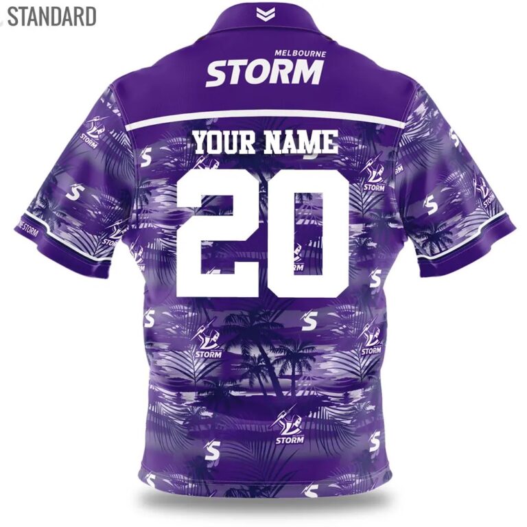 NRL Melbourne Storm Custom Name Number Beach Hawaiian Shirt