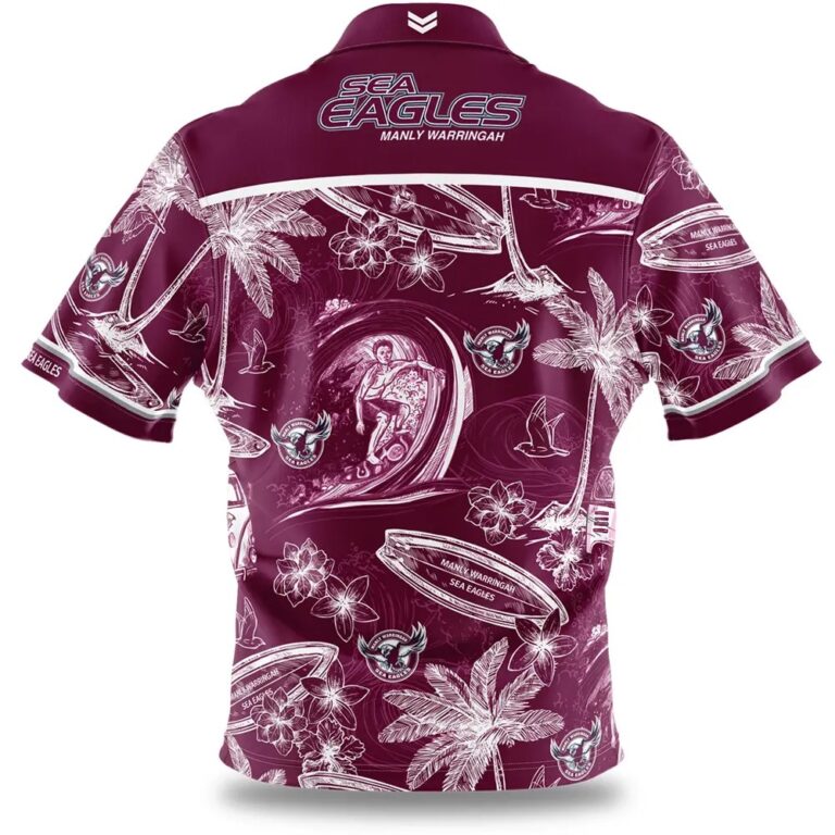 NRL Manly Warringah Sea Eagles Surfboard Custom Name Number Hawaiian Shirt