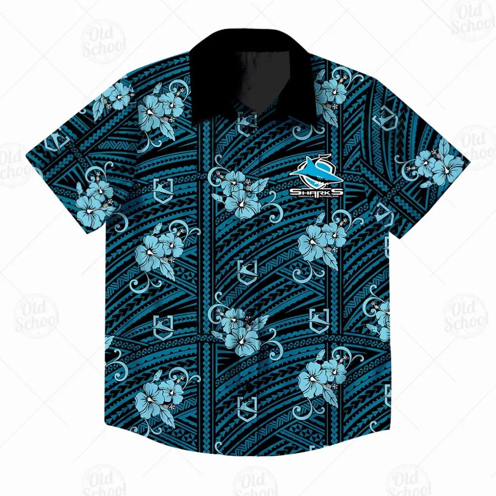 NRL Cronulla-Sutherland Sharks Custom Name Number Tribal Hawaiian Shirt