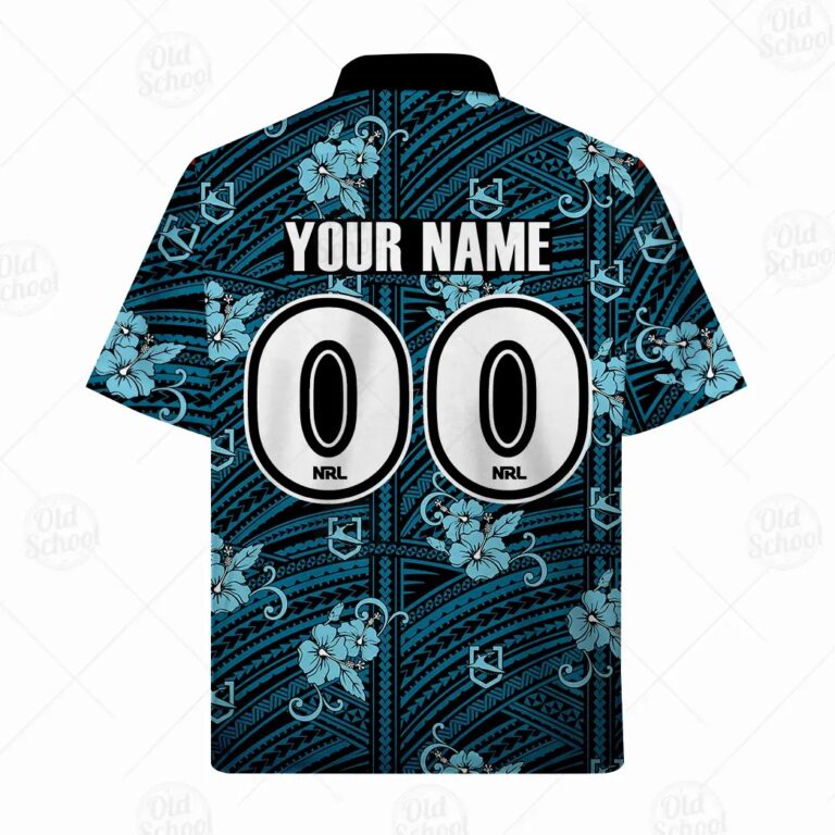 NRL Cronulla-Sutherland Sharks Custom Name Number Tribal Hawaiian Shirt