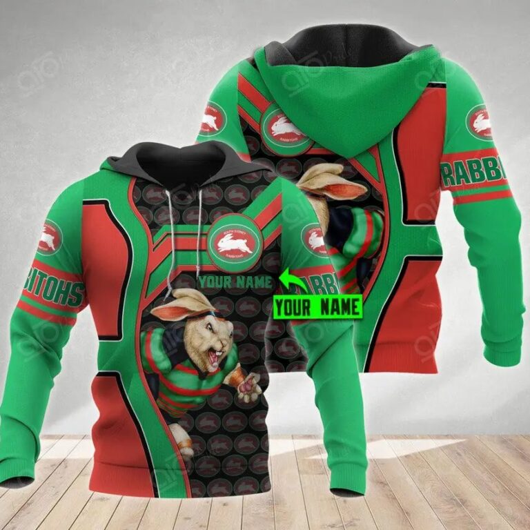NRL South Sydney Rabbitohs Custom Name Mascot Pullover Hoodie