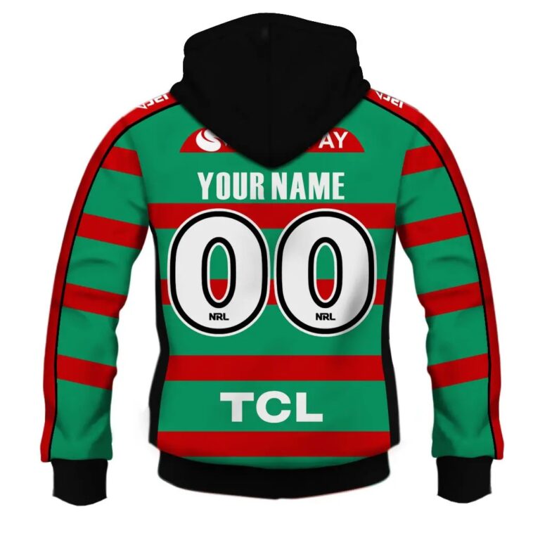 NRL South Sydney Rabbitohs Custom Name Number 2020 Home Jersey Care Emoji Pullover Hoodie
