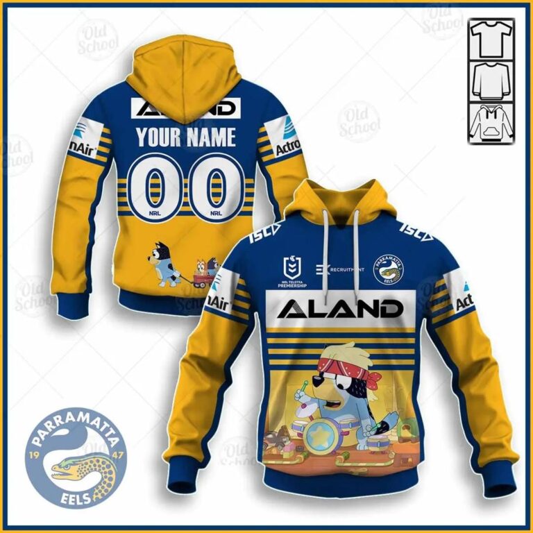 NRL Parramatta Eels Custom Name Number x Bluey Pullover Hoodie