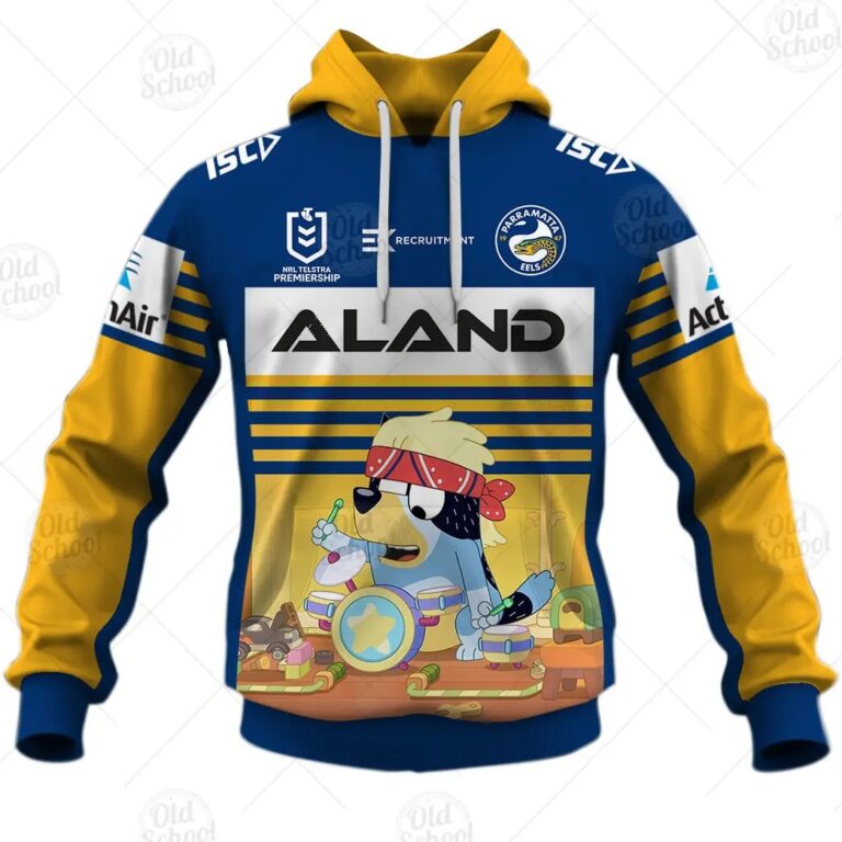 NRL Parramatta Eels Custom Name Number x Bluey Pullover Hoodie