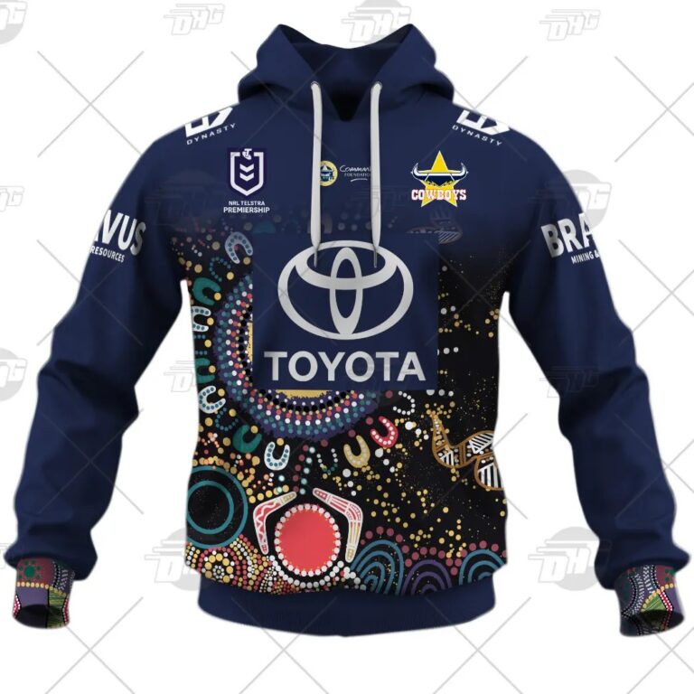 NRL North Queensland Cowboys Custom Name Number On Field Indigenous Jersey 2021 Pullover Hoodie