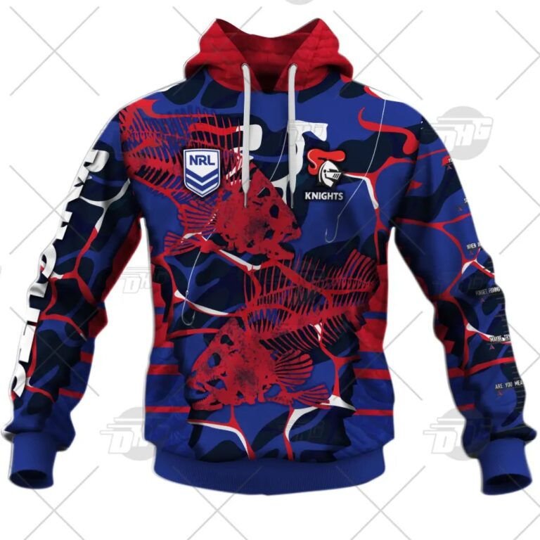 NRL Newcastle Knights Custom Name Number 2021 Fishing Pullover Hoodie