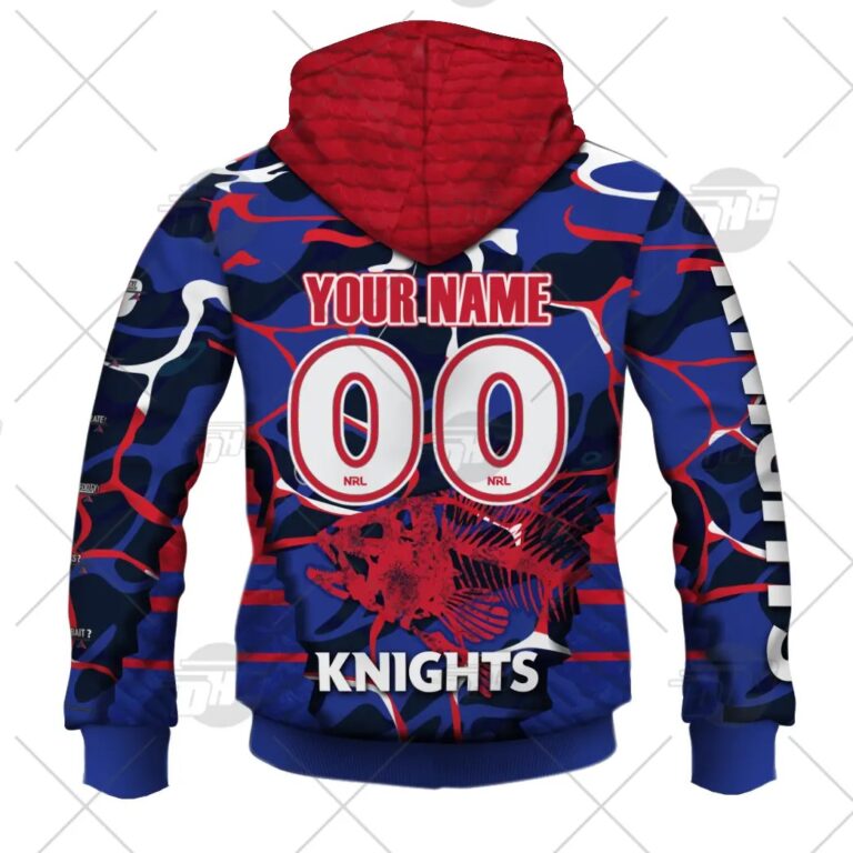 NRL Newcastle Knights Custom Name Number 2021 Fishing Pullover Hoodie