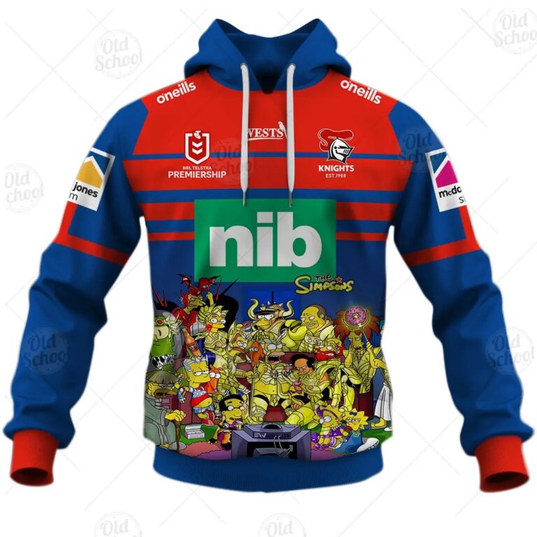 NRL Newcastle Knights Custom Name Number x The Simpsons 2020 Halloween Pullover Hoodie