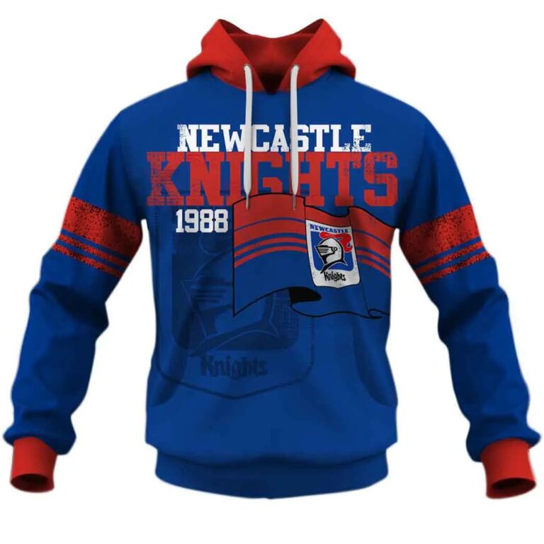 NRL Newcastle Knights Custom Name Number Flag Retro Jerseys 1988 Pullover Hoodie