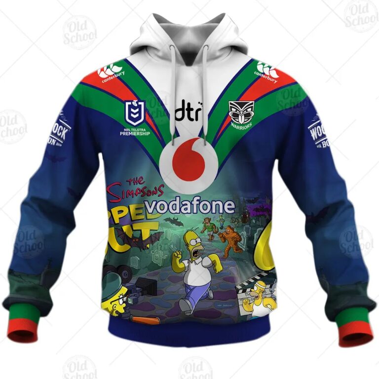 NRL New Zealand Warriors Custom Name Number x The Simpsons 2020 Halloween Pullover Hoodie
