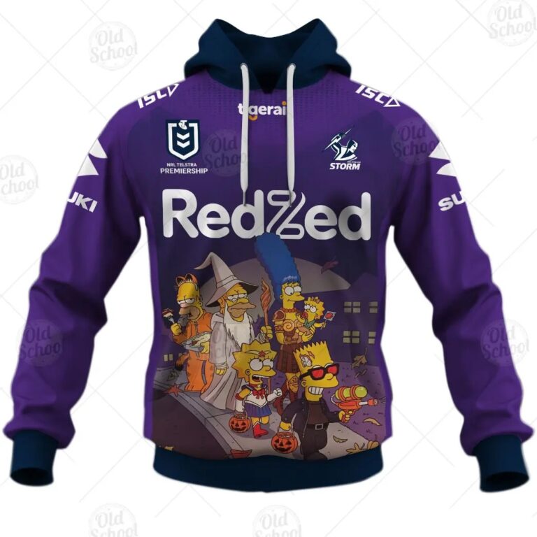 NRL Melbourne Storm Custom Name Number x The Simpsons 2020 Halloween Pullover Hoodie