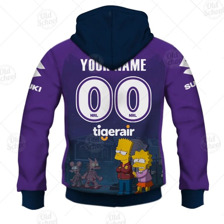 NRL Melbourne Storm Custom Name Number x The Simpsons 2020 Halloween Pullover Hoodie