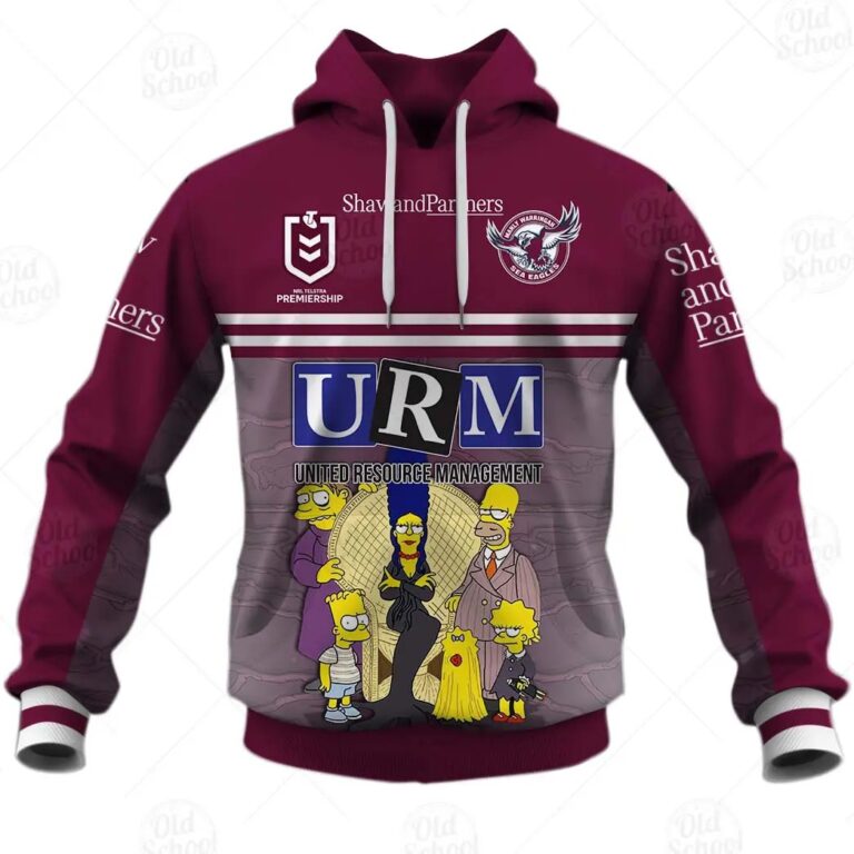 NRL Manly Warringah Sea Eagles Custom Name Number x The Simpsons Halloween 2020 Pullover Hoodie