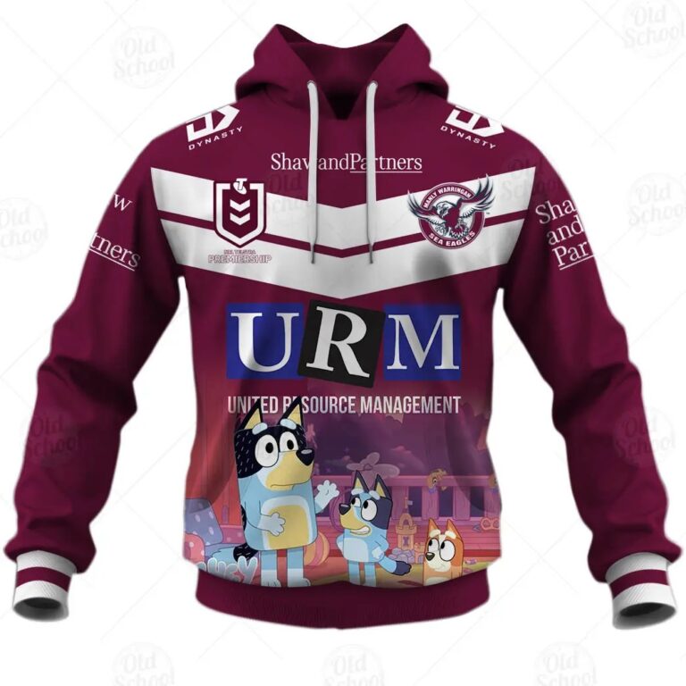 NRL Manly Warringah Sea Eagles Custom Name Number x Bluey Pullover Hoodie