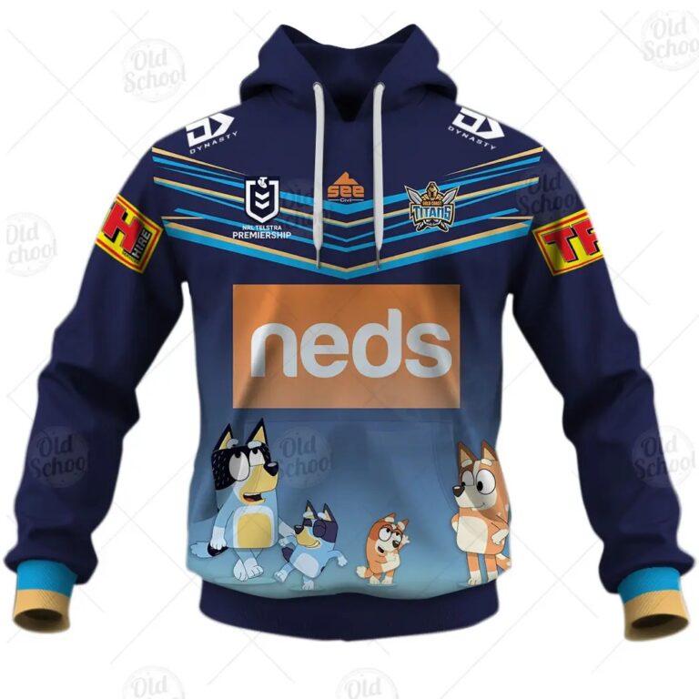 NRL Gold Coast Titans Custom Name Number x Bluey Pullover Hoodie